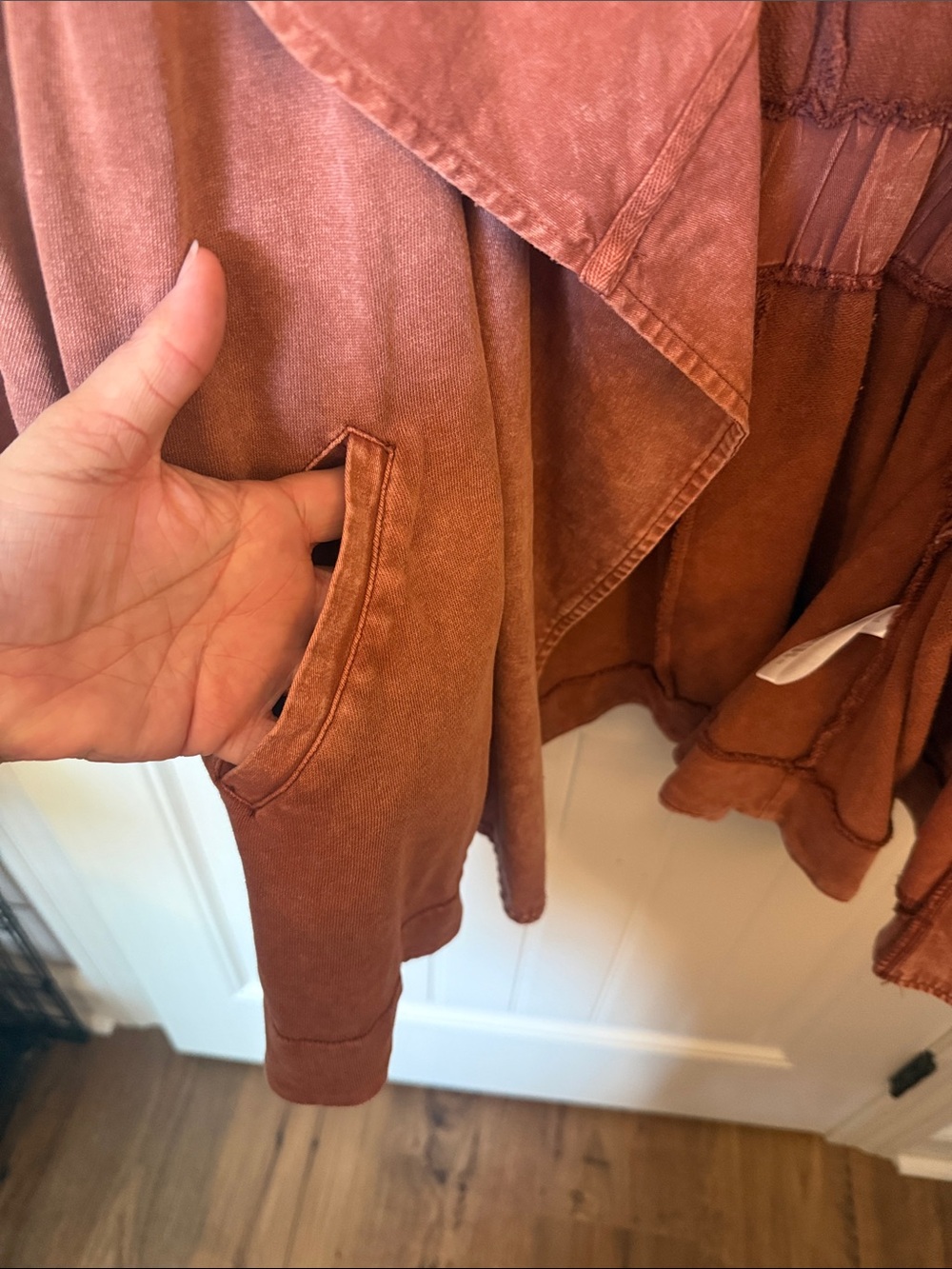 easel mineral Washed Rust Open-Front Cardigan Jacket - Picture 7 of 8